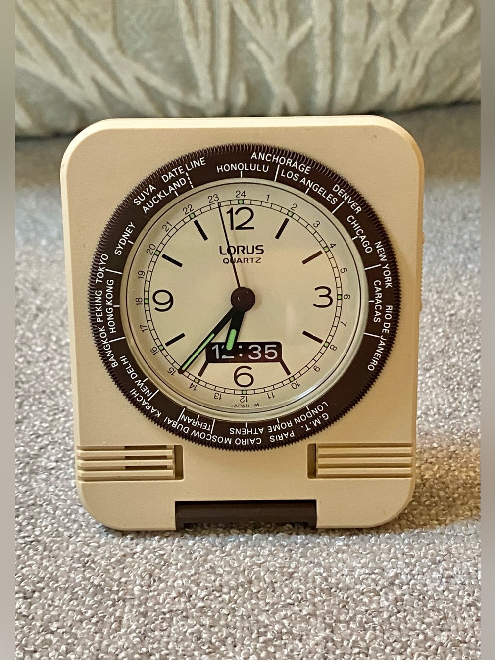 VTG 80s Lorus Quartz Seiko World Time Travel Clock for Boeing Analog & Digital